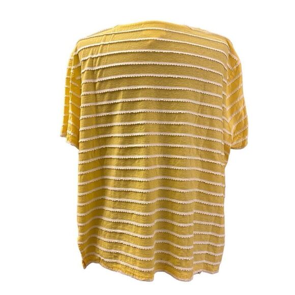 Alfred Dunner Yellow and White Striped Crocheted Lace Top Size 2X - Picture 4 of 14